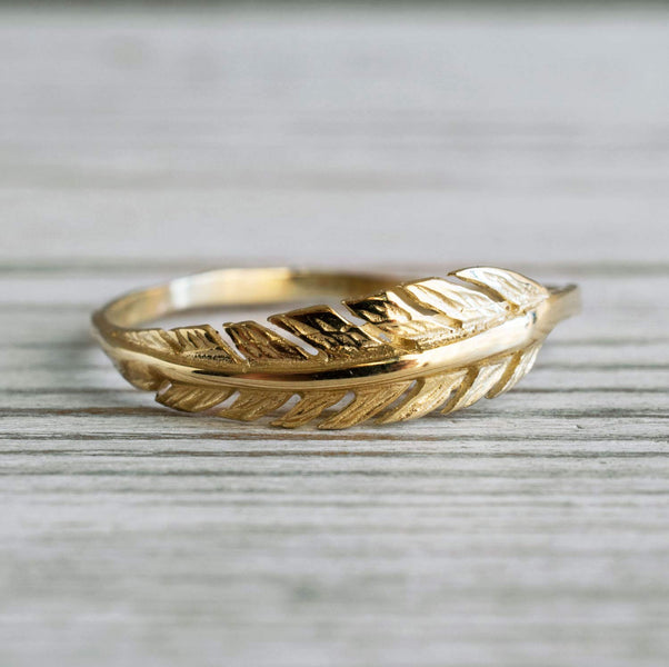 14K Gold Feather Ring Amazon Mother's Day Jewelry Gift Guide.