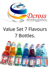 Load image into Gallery viewer, Dcross International Value Set Shirakiku Carbonated Ramune Drink Mix Variety 7 Flavours 7 Bottles Japanese Soft Drink.
