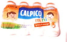 Load image into Gallery viewer, Calpico Mini Lychee &amp; Mango Yogurty Flavor 4. Pack 2.7 FL oz (80 ml )
